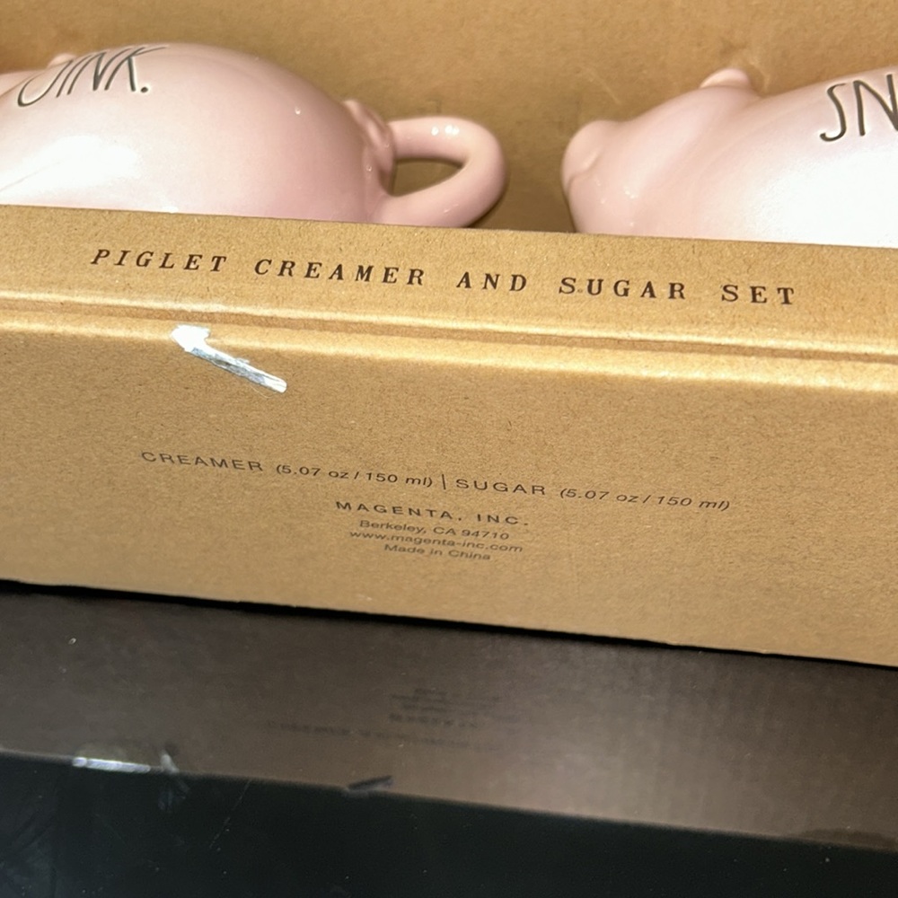 NWT Rae Dunn Piglet Creamer and Sugar Set Pink Gift Humor Collectible - Picture 4 of 8